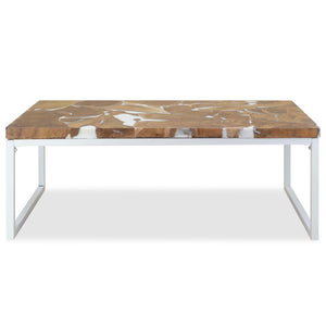 vidaXL Table basse en teck et résine 110x60x40 cm