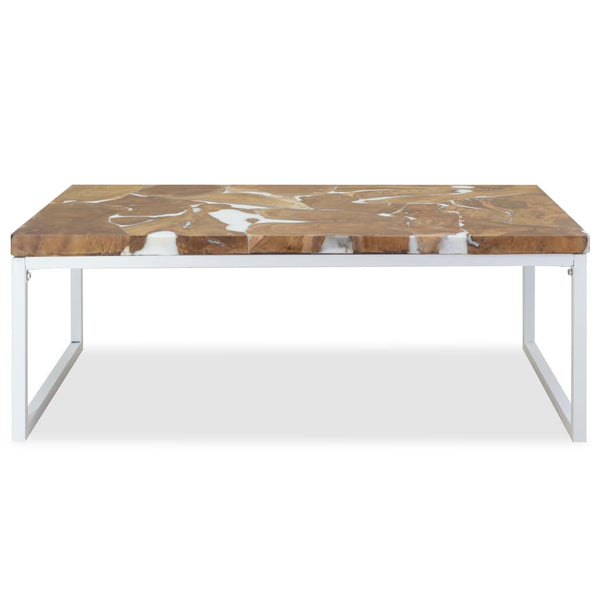 vidaXL Table basse en teck et résine 110x60x40 cm