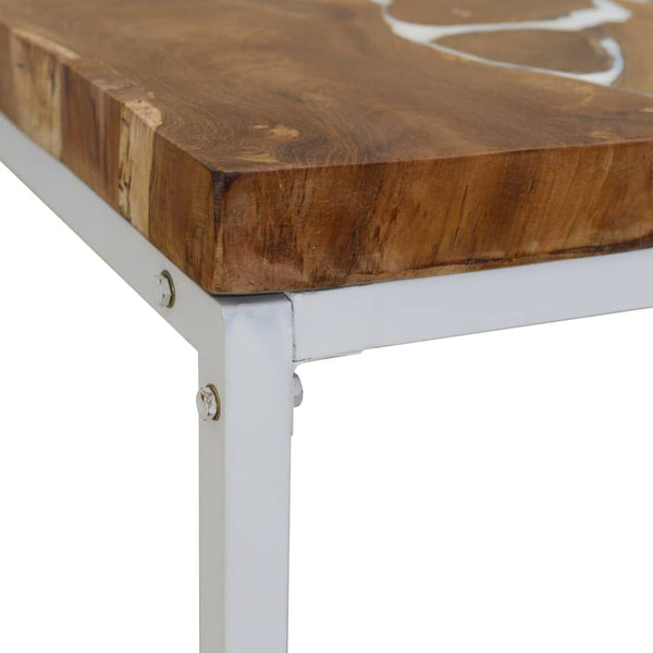 vidaXL Table basse en teck et résine 110x60x40 cm