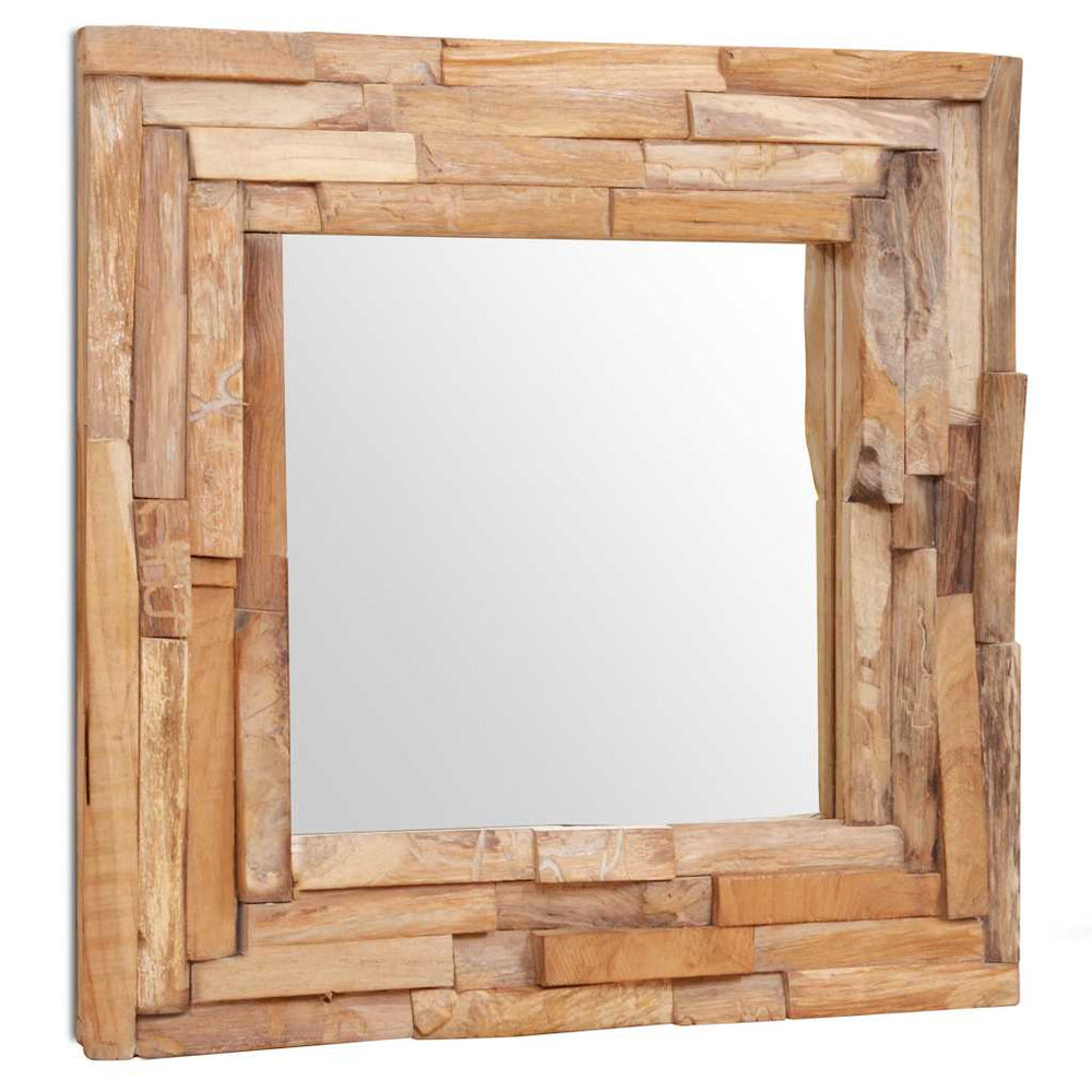 vidaXL Miroir décoratif en teck 60 x 60 cm Carré