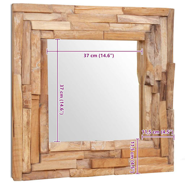 Dekorativer Spiegel Teak 60 x 60 cm Quadratisch