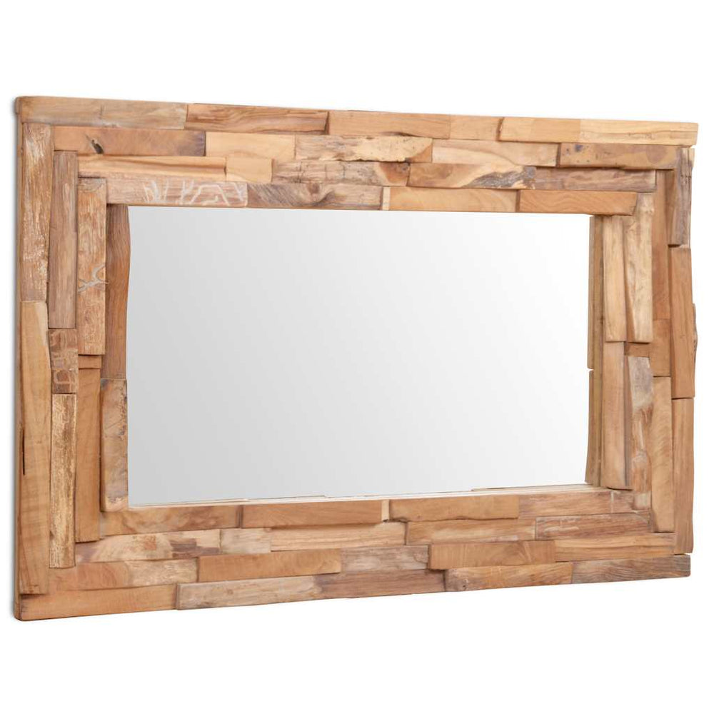 vidaXL Miroir décoratif en teck 90 x 60 cm Rectangulaire
