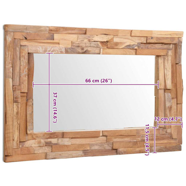 Dekorativer Spiegel Teak 90 x 60 cm Rechteckig