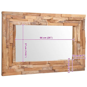 Dekorativer Spiegel Teak 90 x 60 cm Rechteckig