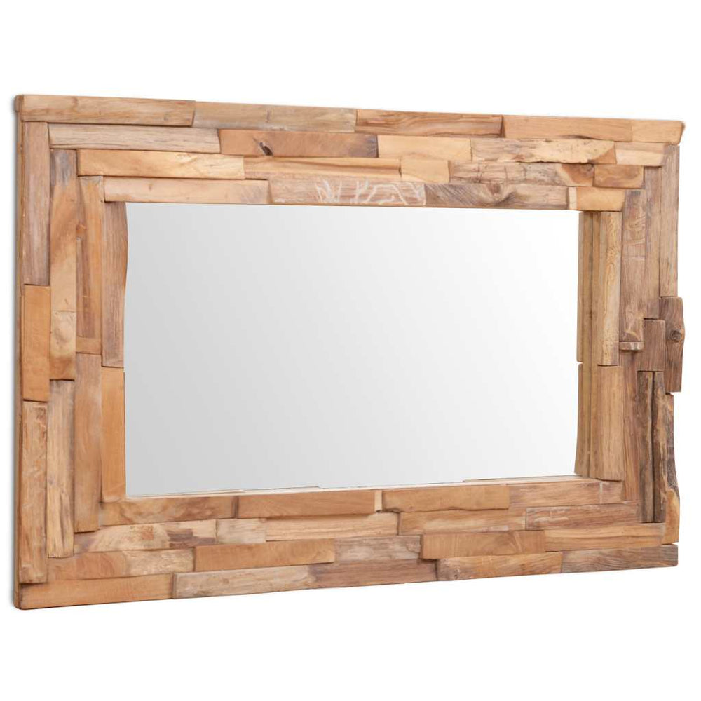 vidaXL Miroir décoratif en teck 90 x 60 cm Rectangulaire