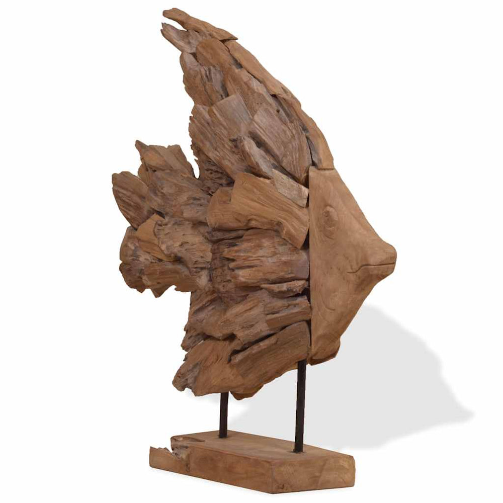 vidaXL Sculpture de poisson en teck 40x12x57 cm