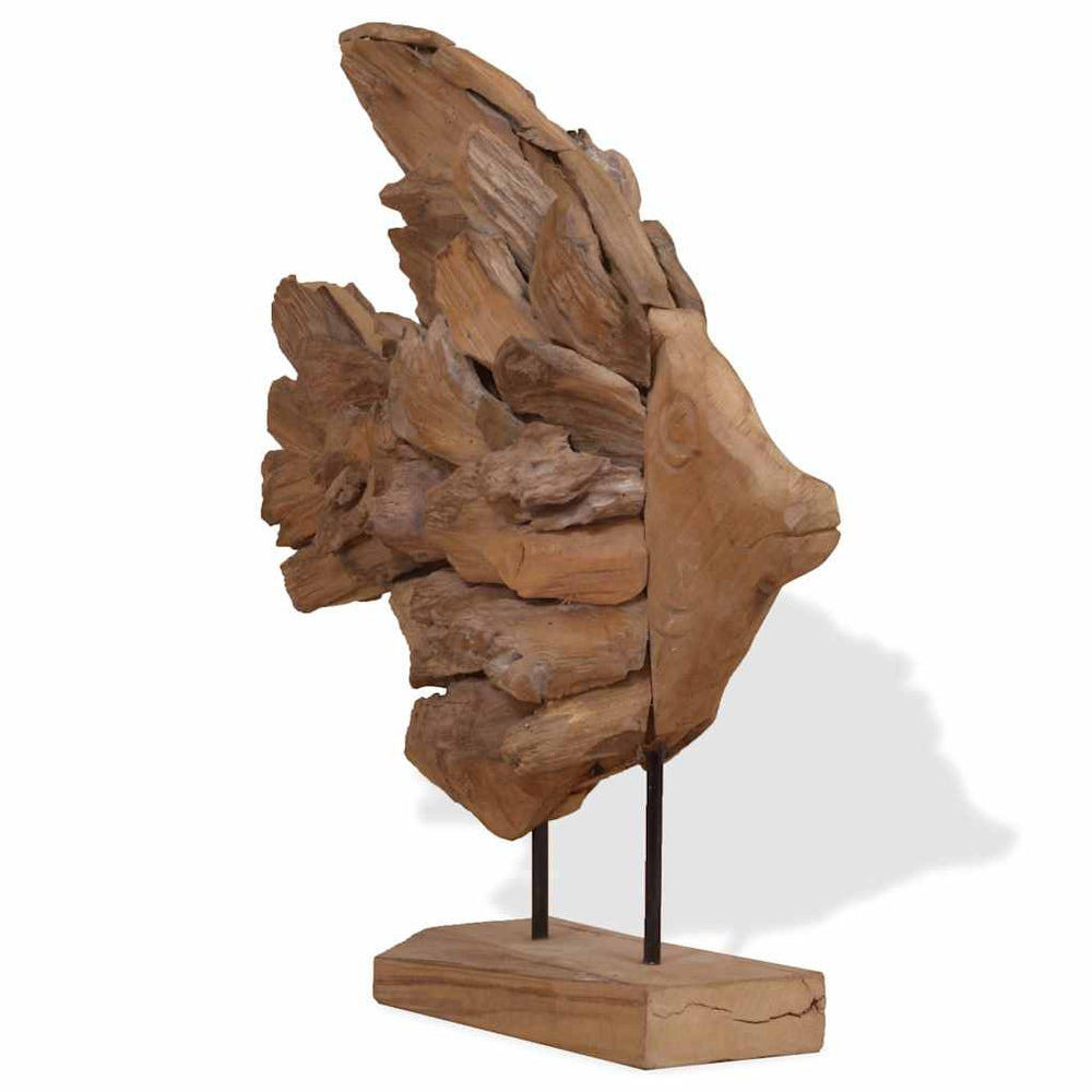 vidaXL Sculpture de poisson en teck 40x12x57 cm