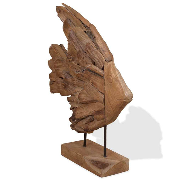 Fisch-Skulptur Teak 40x12x57 cm
