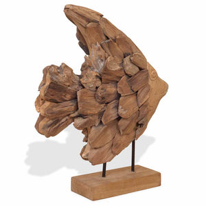 Fisch-Skulptur Teak 40x12x57 cm