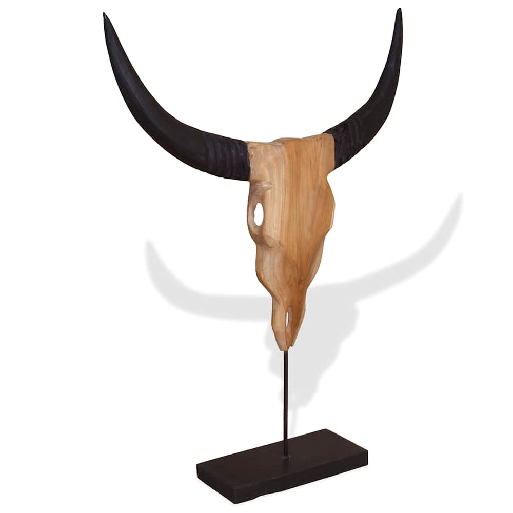 vidaXL Sculpture tête de taureau Teck 66x15x88 cm