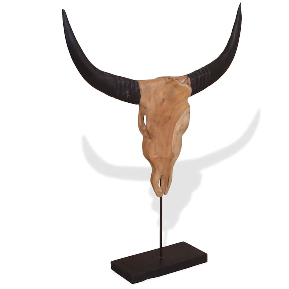 vidaXL Sculpture tête de taureau Teck 66x15x88 cm