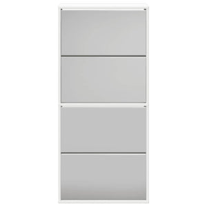 Schuhschrank mit 4 Fächern Spiegel Weiß 63×17×134 cm