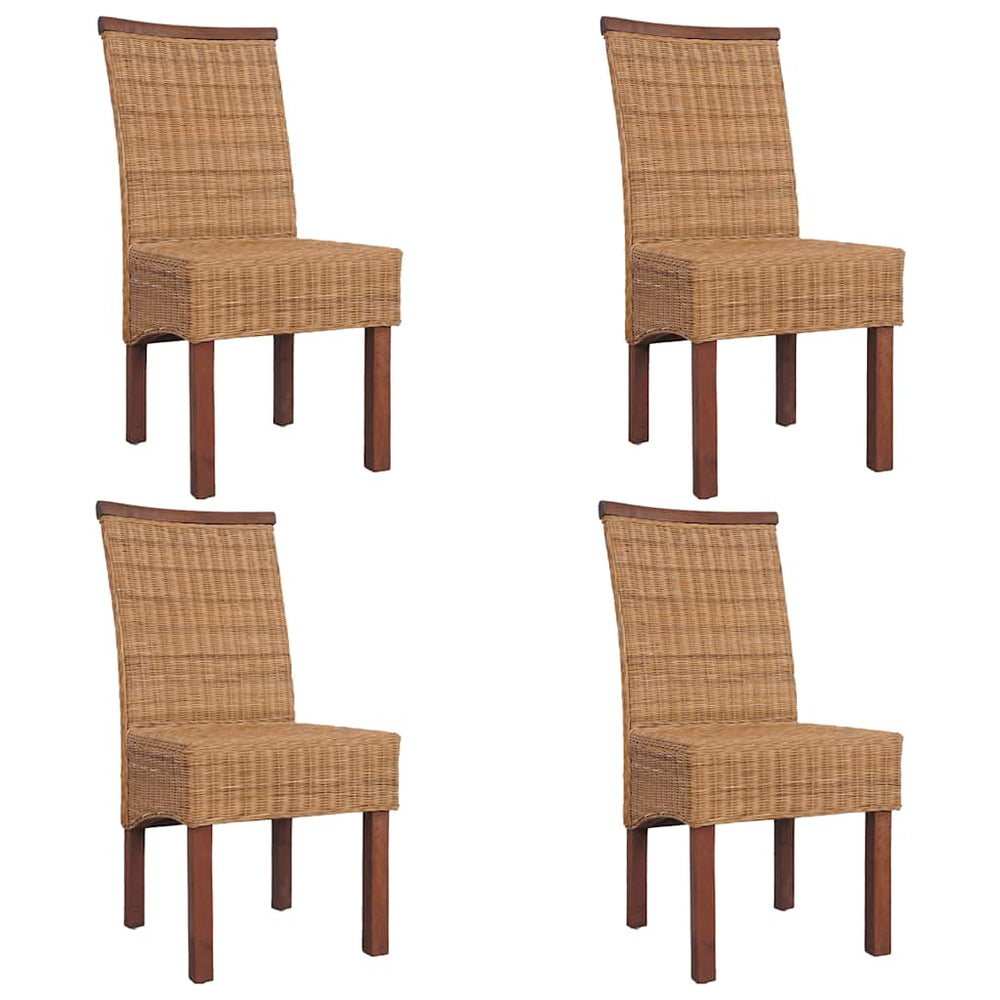 Esszimmerstühle 4 Stk. Braun Natur Rattan