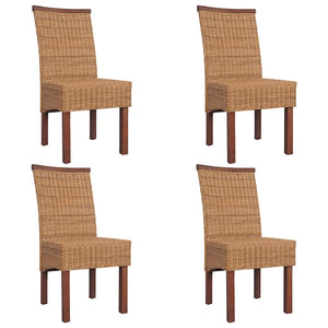 Esszimmerstühle 4 Stk. Braun Natur Rattan