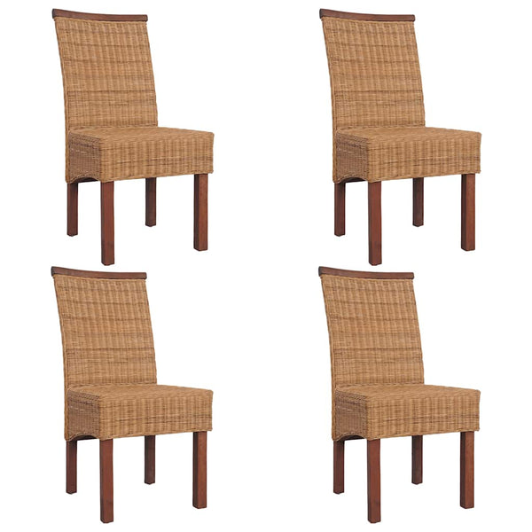 Esszimmerstühle 4 Stk. Braun Natur Rattan