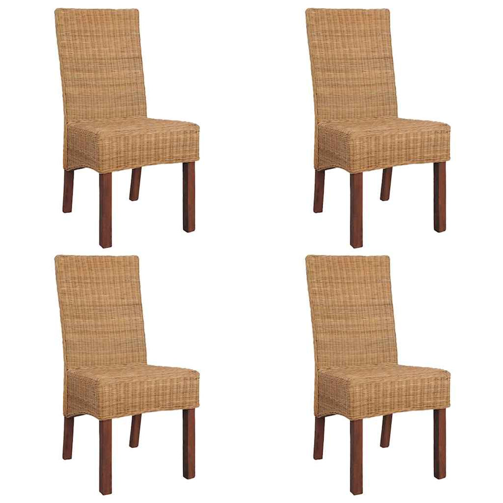 Esszimmerstühle 4 Stk. Braun Natur Rattan