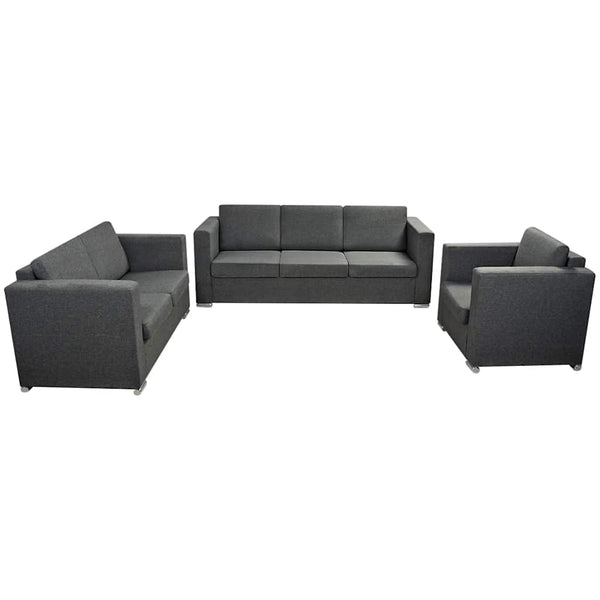 vidaXL Ensemble de canapés 3 pièces en tissu Gris foncé