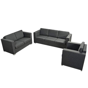 vidaXL Ensemble de canapés 3 pièces en tissu Gris foncé
