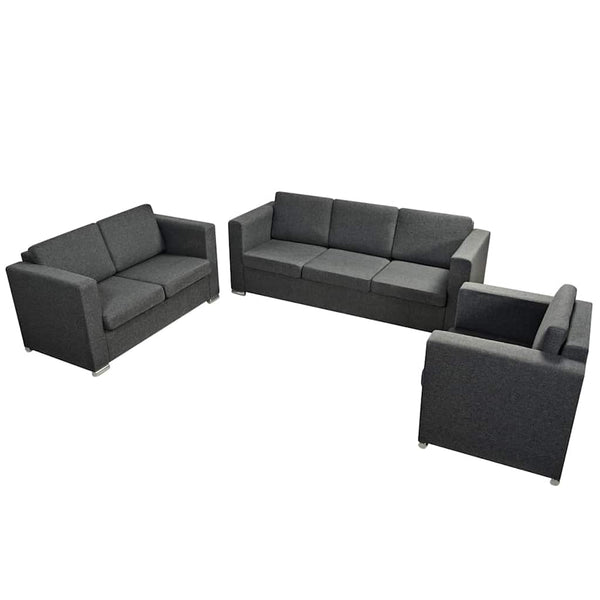 vidaXL Ensemble de canapés 3 pièces en tissu Gris foncé
