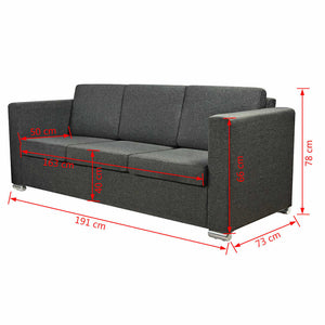 vidaXL Ensemble de canapés 3 pièces en tissu Gris foncé