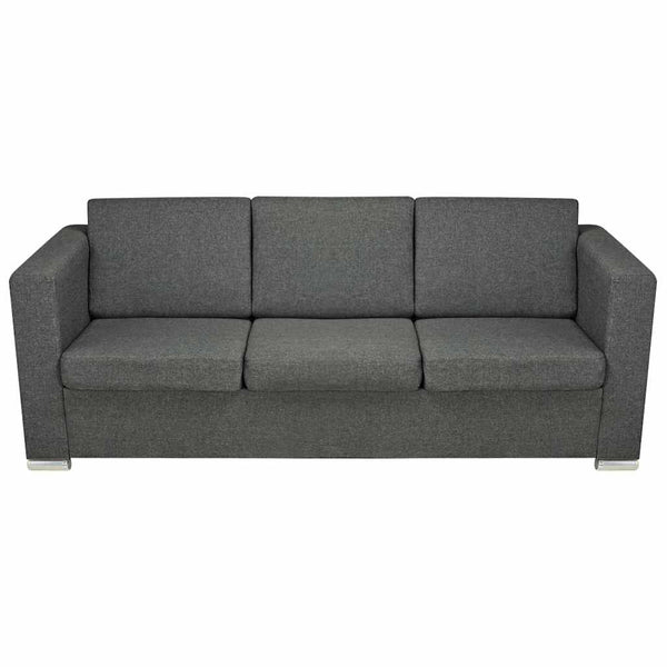 Dreiteilige Sofagarnitur Stoff Dunkelgrau