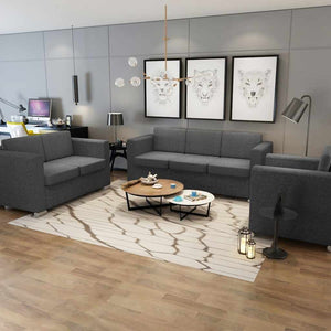 vidaXL Ensemble de canapés 3 pièces en tissu Gris foncé