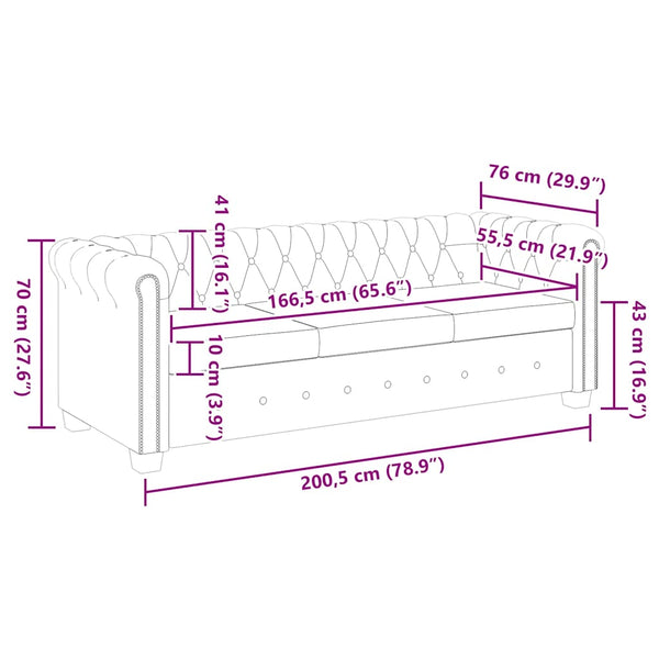 Chesterfield-Sofas 2-Sitzer und 3-Sitzer Braun