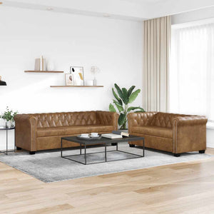 Chesterfield-Sofas 2-Sitzer und 3-Sitzer Braun