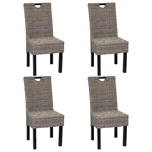 Esszimmerstuhl 4 Stk. Kubu-Rattan Mangoholz