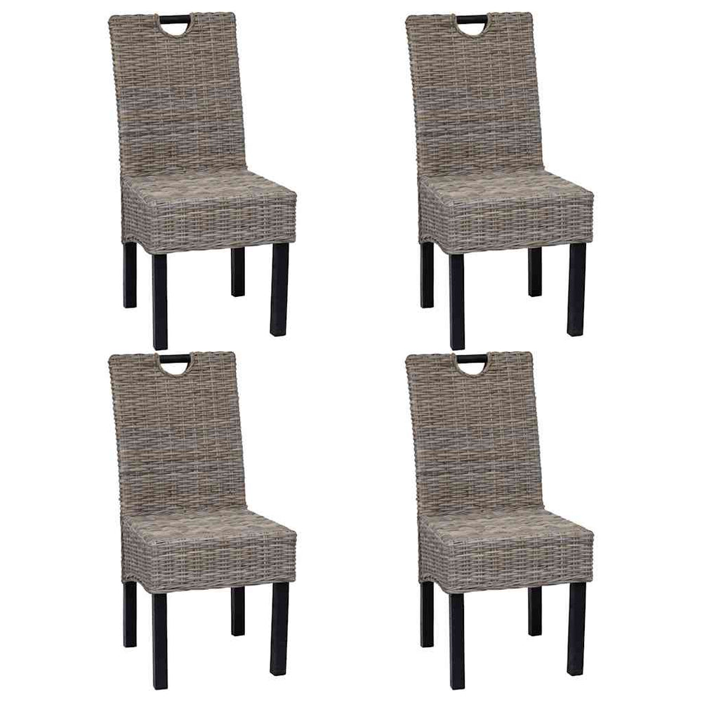 Esszimmerstuhl 4 Stk. Kubu-Rattan Mangoholz