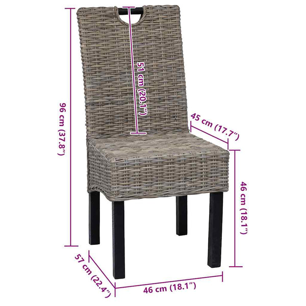 Esszimmerstuhl 4 Stk. Kubu-Rattan Mangoholz