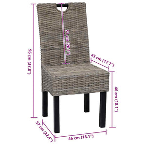 Esszimmerstuhl 4 Stk. Kubu-Rattan Mangoholz
