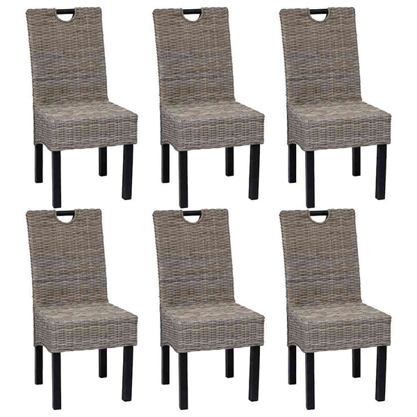 Esszimmerstühle 6 Stk. Kubu-Rattan Mangoholz