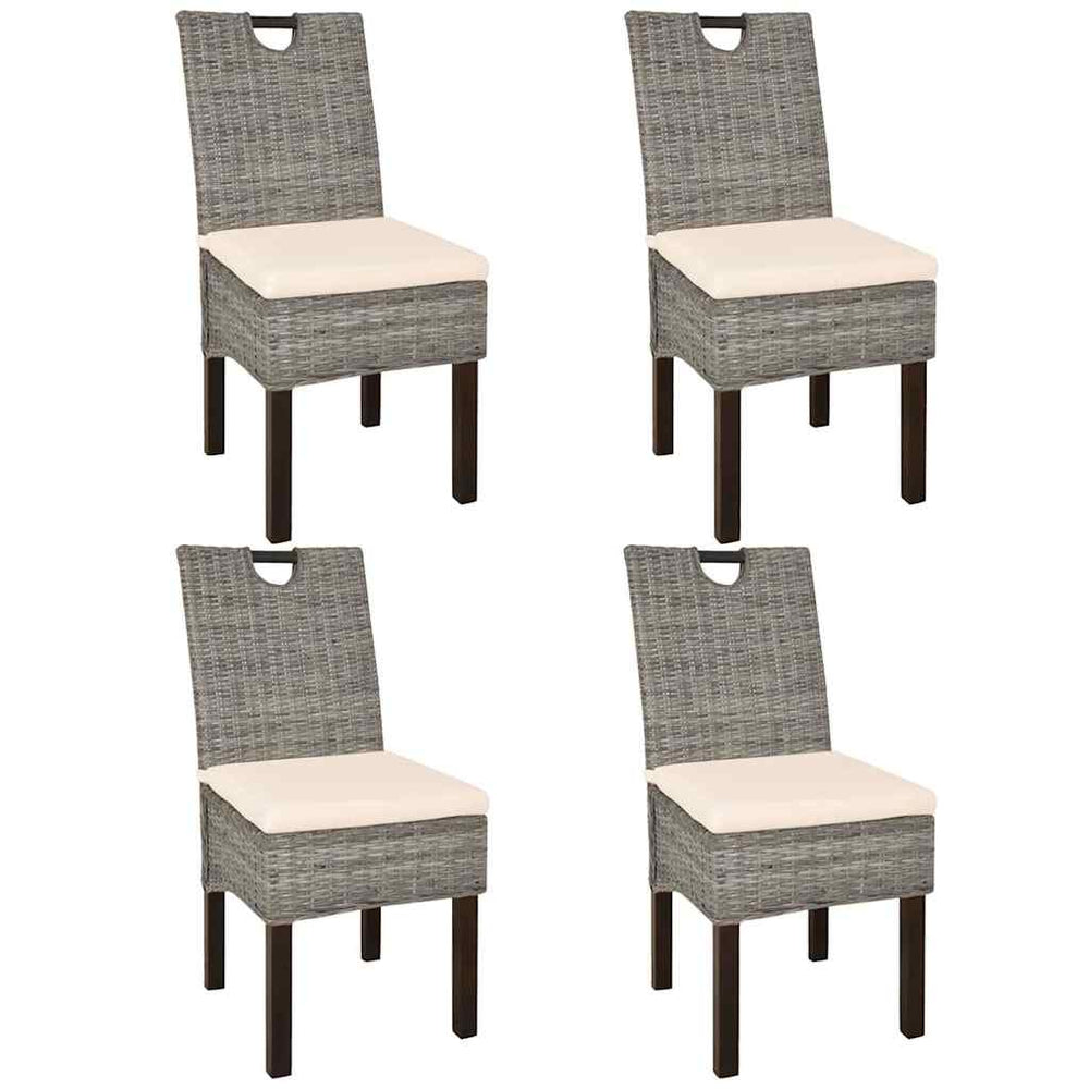 Esszimmerstühle 4 Stk. Kubu-Rattan Mangoholz