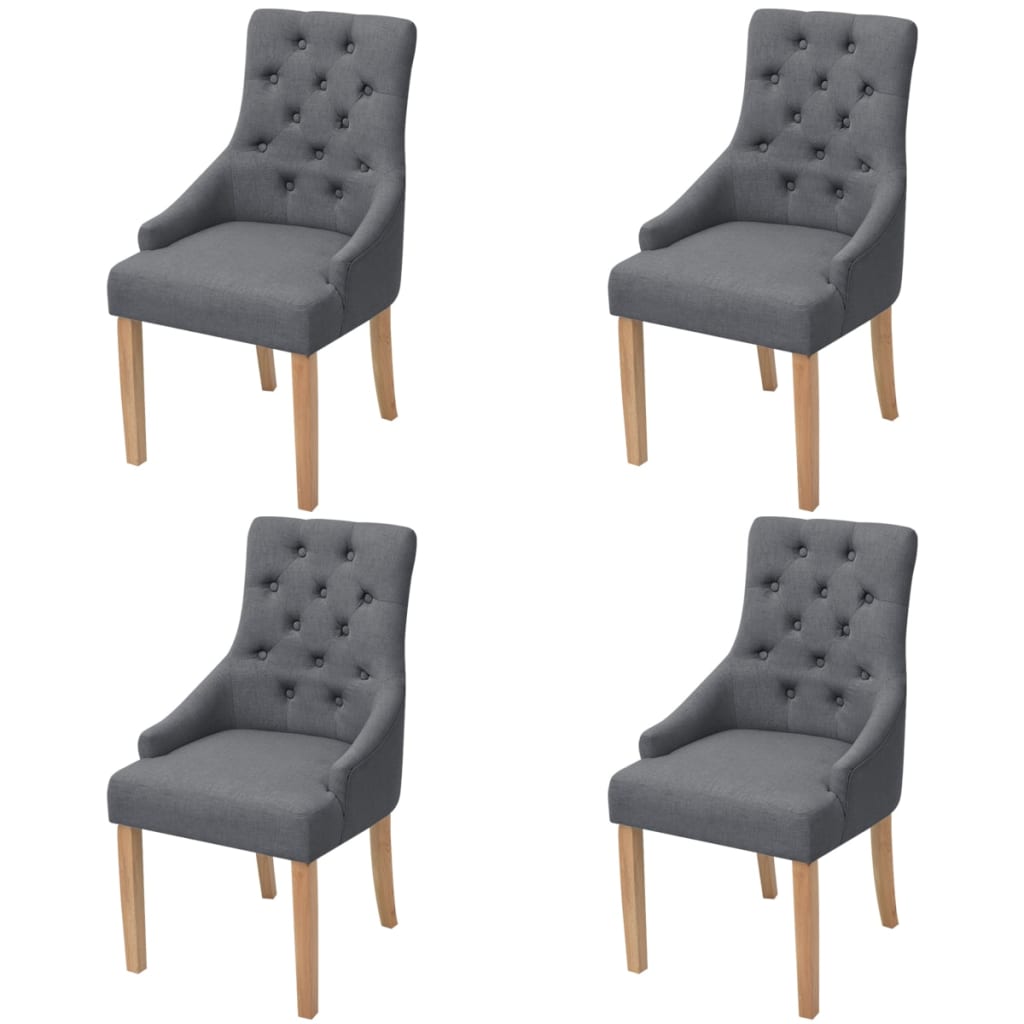 vidaXL Chaises de salle à manger 4 pcs Gris foncé Tissu