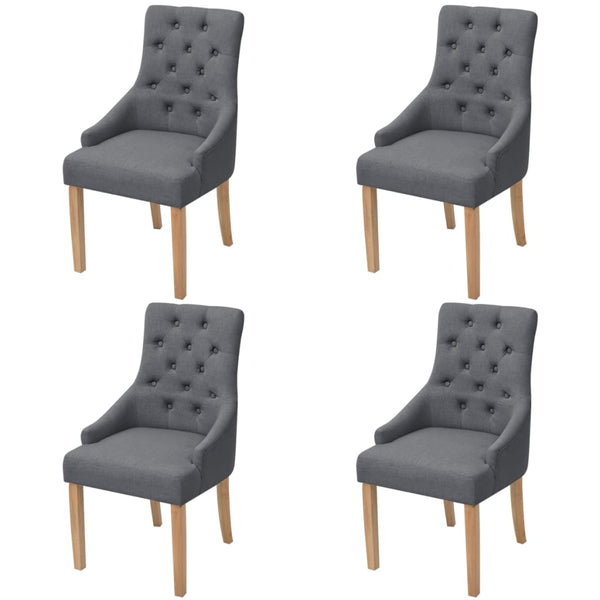 vidaXL Chaises de salle à manger 4 pcs Gris foncé Tissu