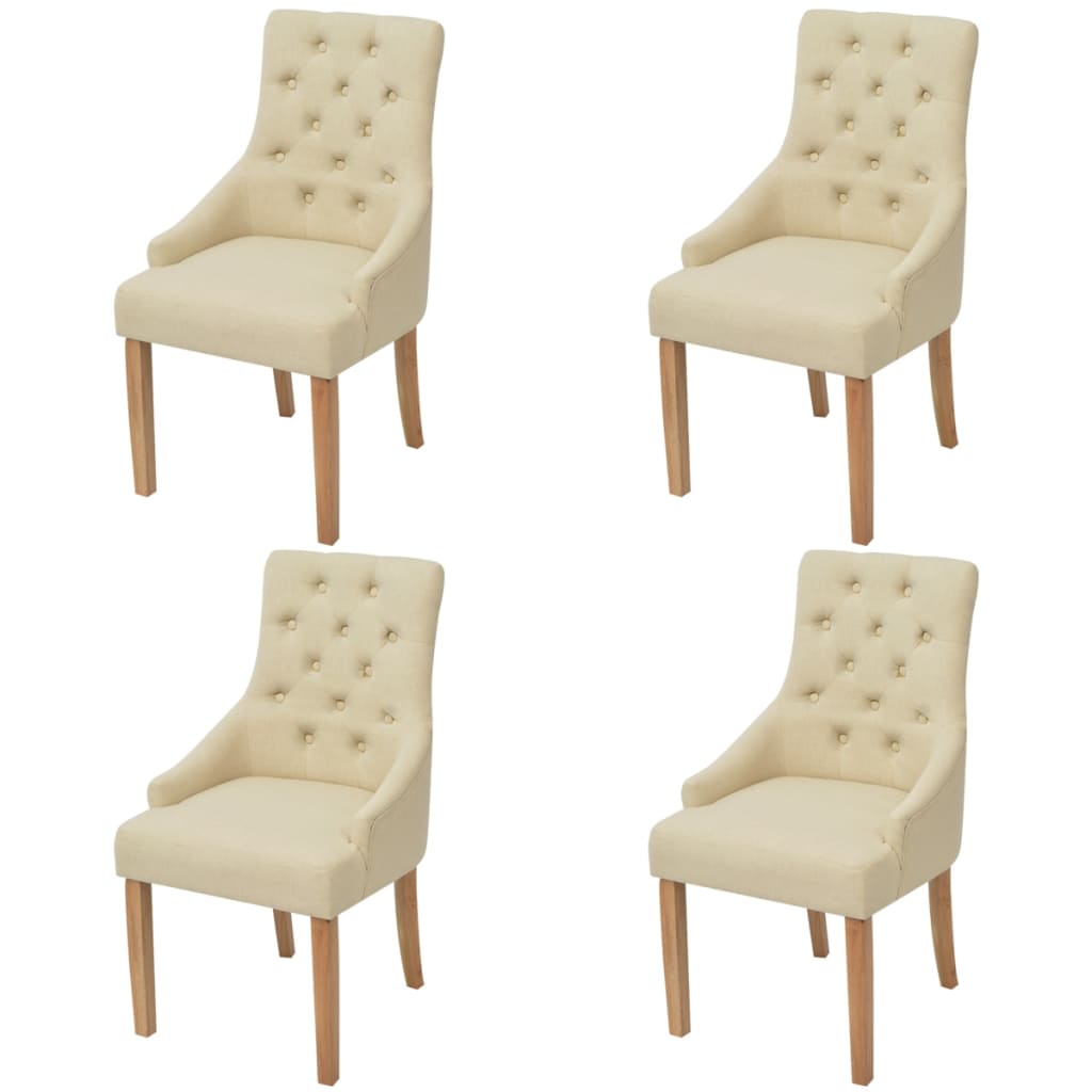 vidaXL Chaises de salle à manger 4 pcs Crème Tissu