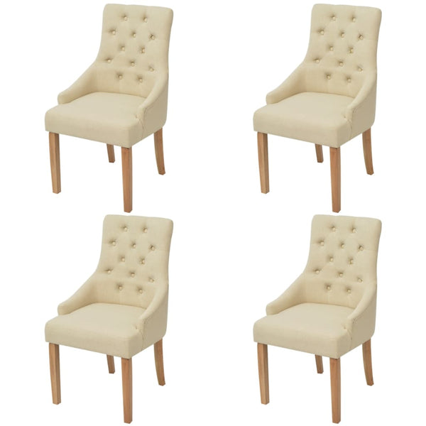 vidaXL Chaises de salle à manger 4 pcs Crème Tissu