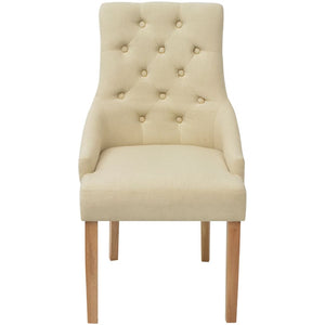 vidaXL Chaises de salle à manger 4 pcs Crème Tissu