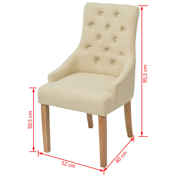 vidaXL Chaises de salle à manger 4 pcs Crème Tissu