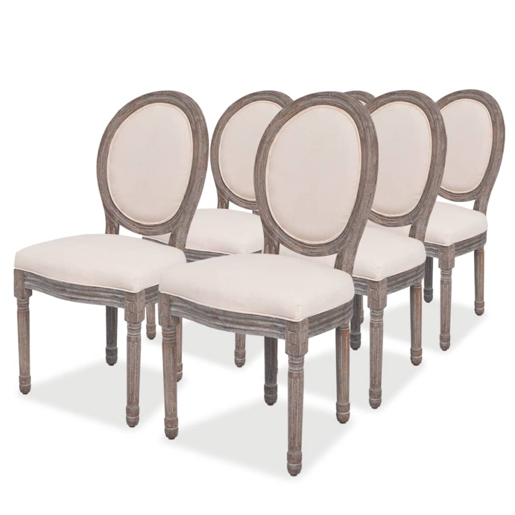 vidaXL Chaises de salle à manger 6 pcs Crème Tissu