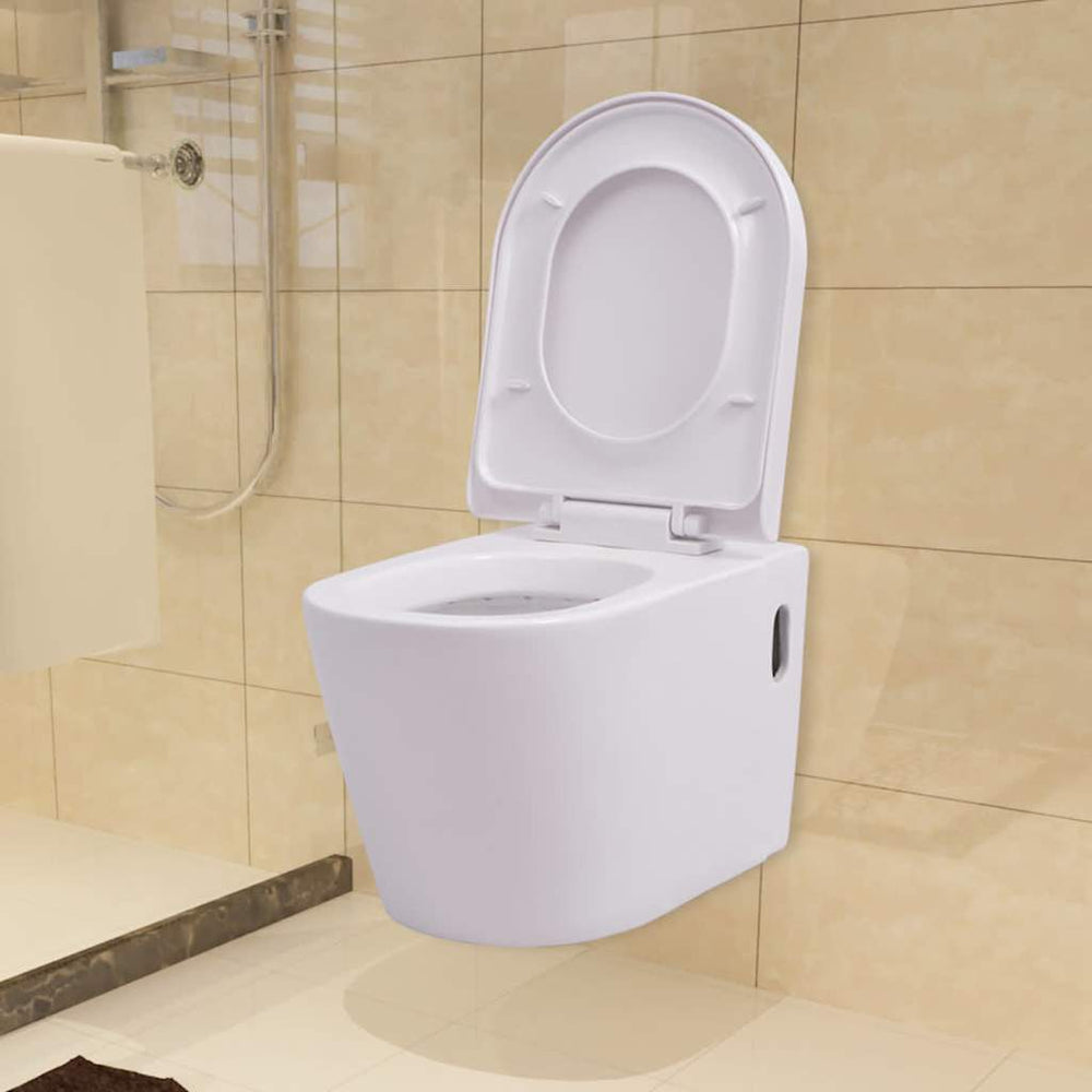 Hänge-Toilette mit Einbau-Spülkasten Keramik Weiß