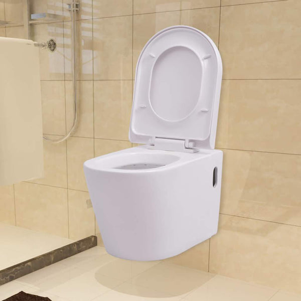 Hänge-Toilette mit Einbau-Spülkasten Keramik Weiß