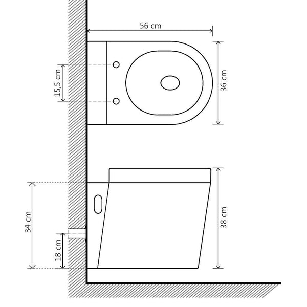 Hänge-Toilette mit Einbau-Spülkasten Keramik Schwarz