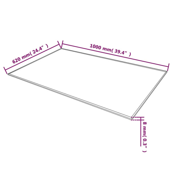 Tischplatte aus gehärtetem Glas Rechteckig 1000 x 620 mm
