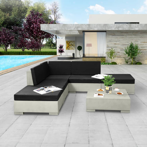 6-teiliges Garten Lounge Set Beton Grau