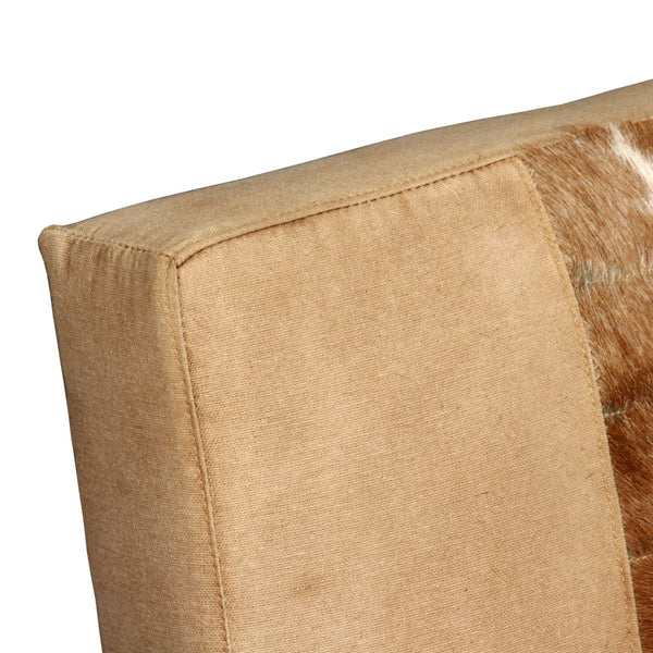 Loungesessel Creme Echtes Ziegenleder und Canvas