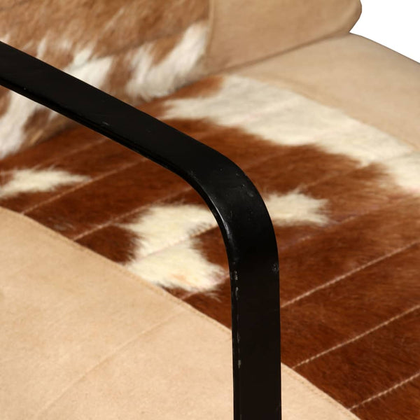 Loungesessel Creme Echtes Ziegenleder und Canvas