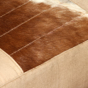 Loungesessel Creme Echtes Ziegenleder und Canvas