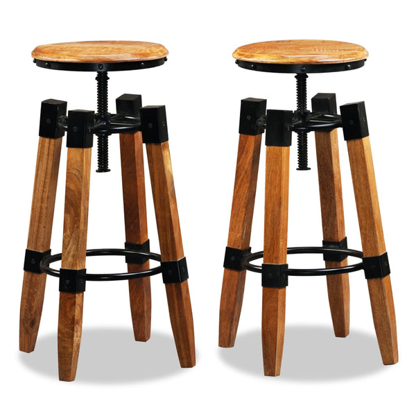 vidaXL Tabourets de bar 2 pcs Bois de manguier massif